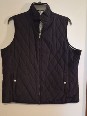 Lauren Ralph Lauren Rrversible  Quilted Vest - Black & Cream Sz L